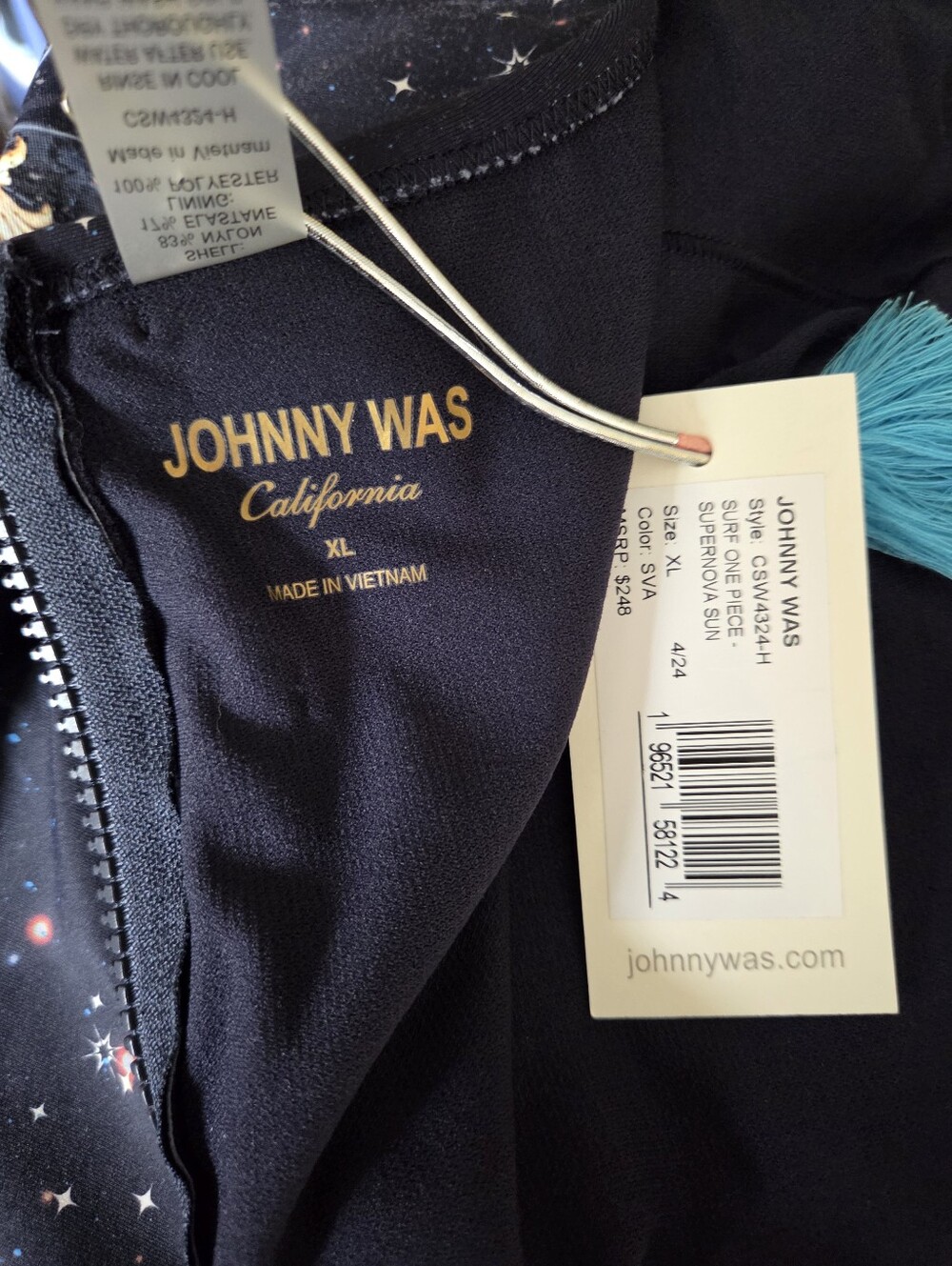 Johnny Was Supernova Surf One Piece Long Sleeve Swimsuit Rashguard Blue Size XL - Picture 11 of 13